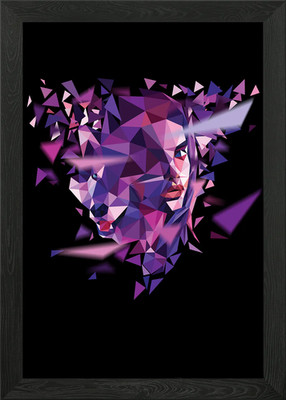 Wolf Frau Polygon Kunst Gerahmtes Wandbild Poster Leinwanddruck Bild