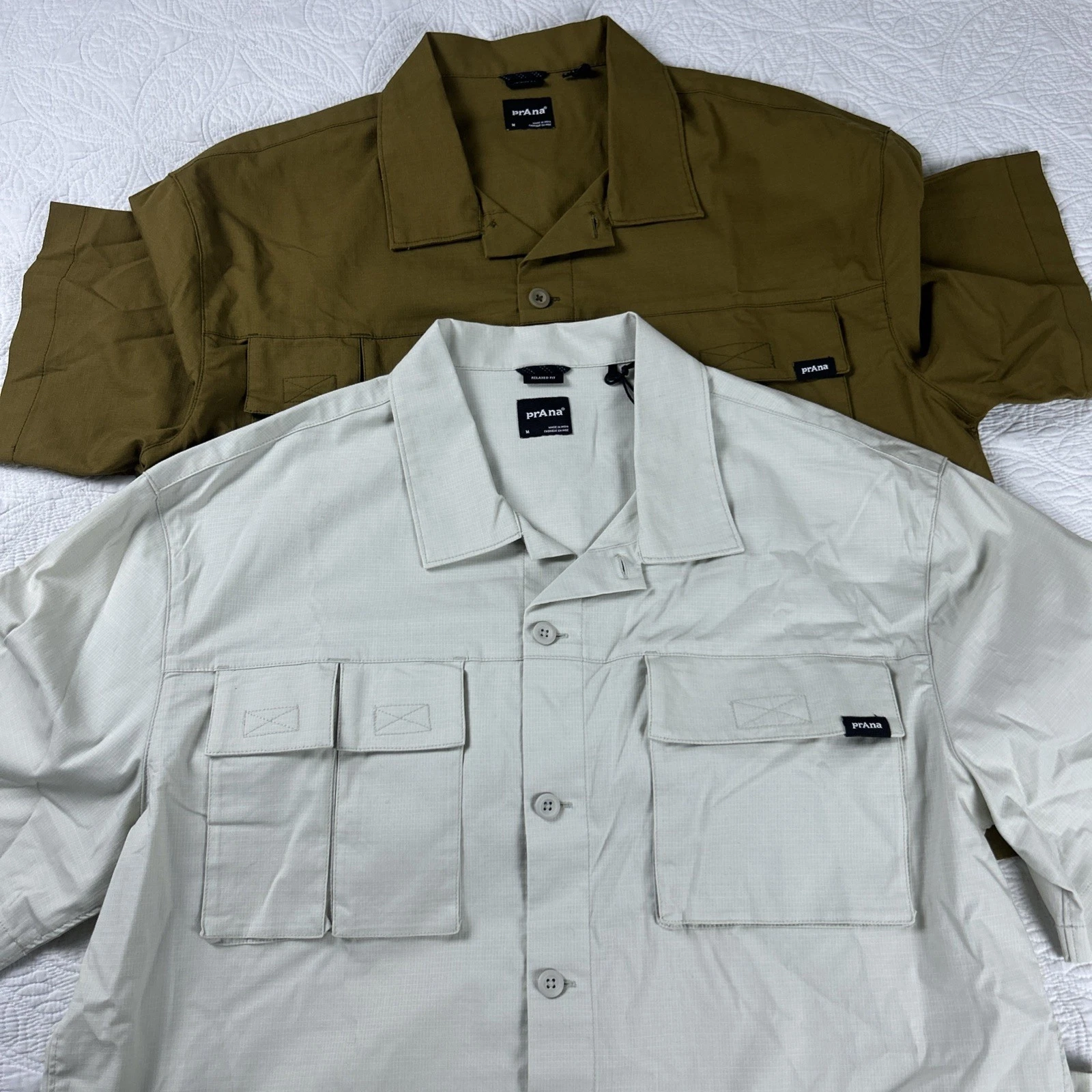 Prana Mens Hiking Shirts Button Up Vented Short Sleeve - Lot Of 2 - Medium