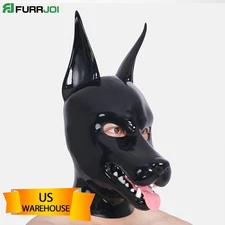 FURRJOI Silicone BDSM Role Play Puppy Hood Head Mask Headgear Halloween Cosplay