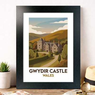 Gwydir Castle, Wales Reise Poster Giclée Kunstdruck 272-1