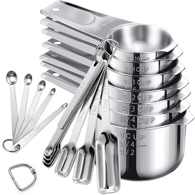 20PCS Measuring Cups and Spoons Set, Stainless Steel Stackable Nesting Measur...