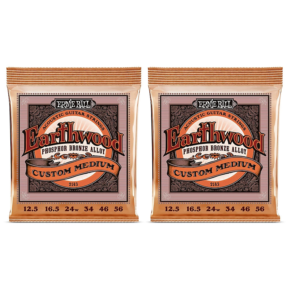 Ernie Ball 2143 Earthwood Phosphor Bronze Custom Medium Acoustic Strings 2-Pack 2890₽