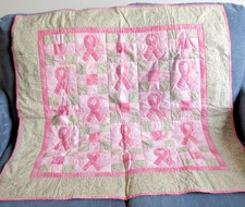 2000 39"X39" BREAST CANCER AWARENESS QUILT BY ARDYTH'S SEW N SHOPPE CLUB MEMBERS