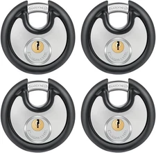 BRINKS Heavy Duty Padlocks & Keys 4 Pack 70mm Stainless Steel Keyed Alike Com...