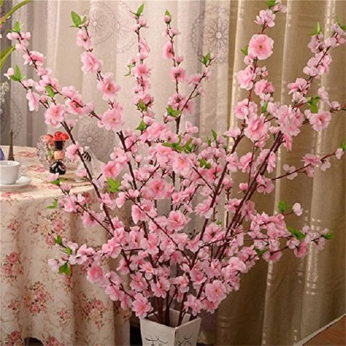 10PCS Artificial Cherry Blossom Branches Silk Spring Peach Blossom Fake Flowe...