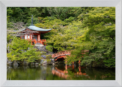 Japanischer Tempel und Brücke über Wat Gerahmtes Wandbild Poster Leinwanddruck Bild