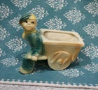 Vintage Shawnee 1940s Dutch boy planter, USA 750 stamp, teal color