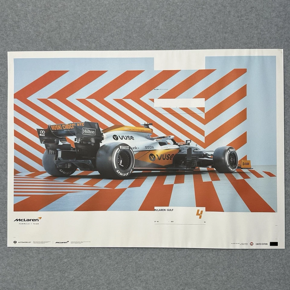 2021 Monaco Grand Prix F1 Poster McLaren x Gulf MCL35M Lando Norris 1202/5000 - Image 2 of 4