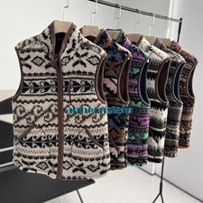 retro polar fleece warm vest coat woman  autumn and winter