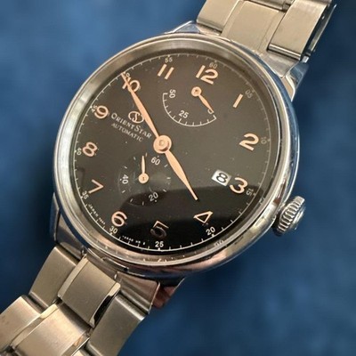 Orient Star Automatikuhr schwarzes Zifferblatt Uhr 16,5 cm Armband authentisch