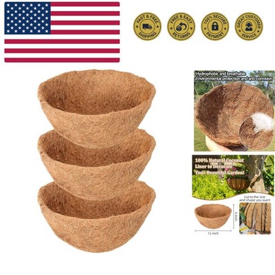 3 Pack 12 Inch Hanging Basket Coco Liners Replacement, 100% Natural Round Coc...
