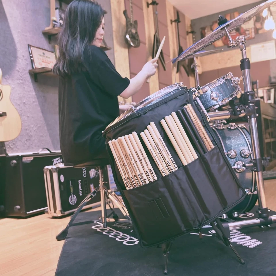 Bolsa de baqueta de nailon duradera con 4 ranuras y bolsillo externo para accesorios Foto 4 de 4