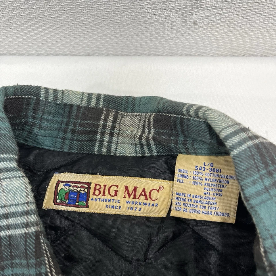 Chaqueta de franela de trabajo de franela aislada Big Mac vintage broches de presión de perlas talla grande Foto 3 de 4