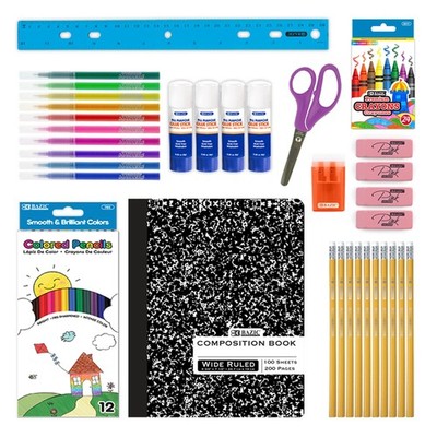 BAZIC Back to School Kit Starter Pack 60 Count, School Supply Box