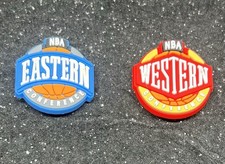 Lot of 2 Croc Charms NBA Western Eastern Conference Logo W3