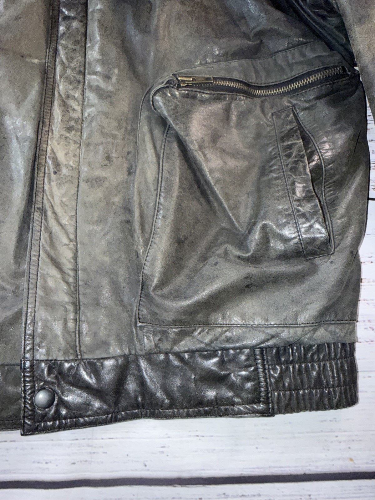 RARE Vintage Wilson’s Leather Men's Flight Bomber Coat Size L Brown Houndstooth image 5