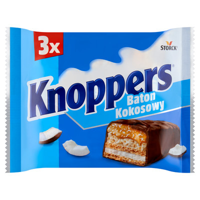 Storck KNOPPERS chocolate nut bars -COCONUT flavor-3pc. FREE SHIPPING
