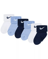 Nike Baby Terry Cuffed Socks 6-Pack Size 0-6M Cobalt Bliss NN1026 New with Tag
