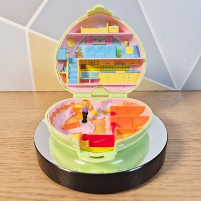 VTG Polly Pocket Pony Club Doll Playset Green Heart Compact 1989 Bluebird Toys