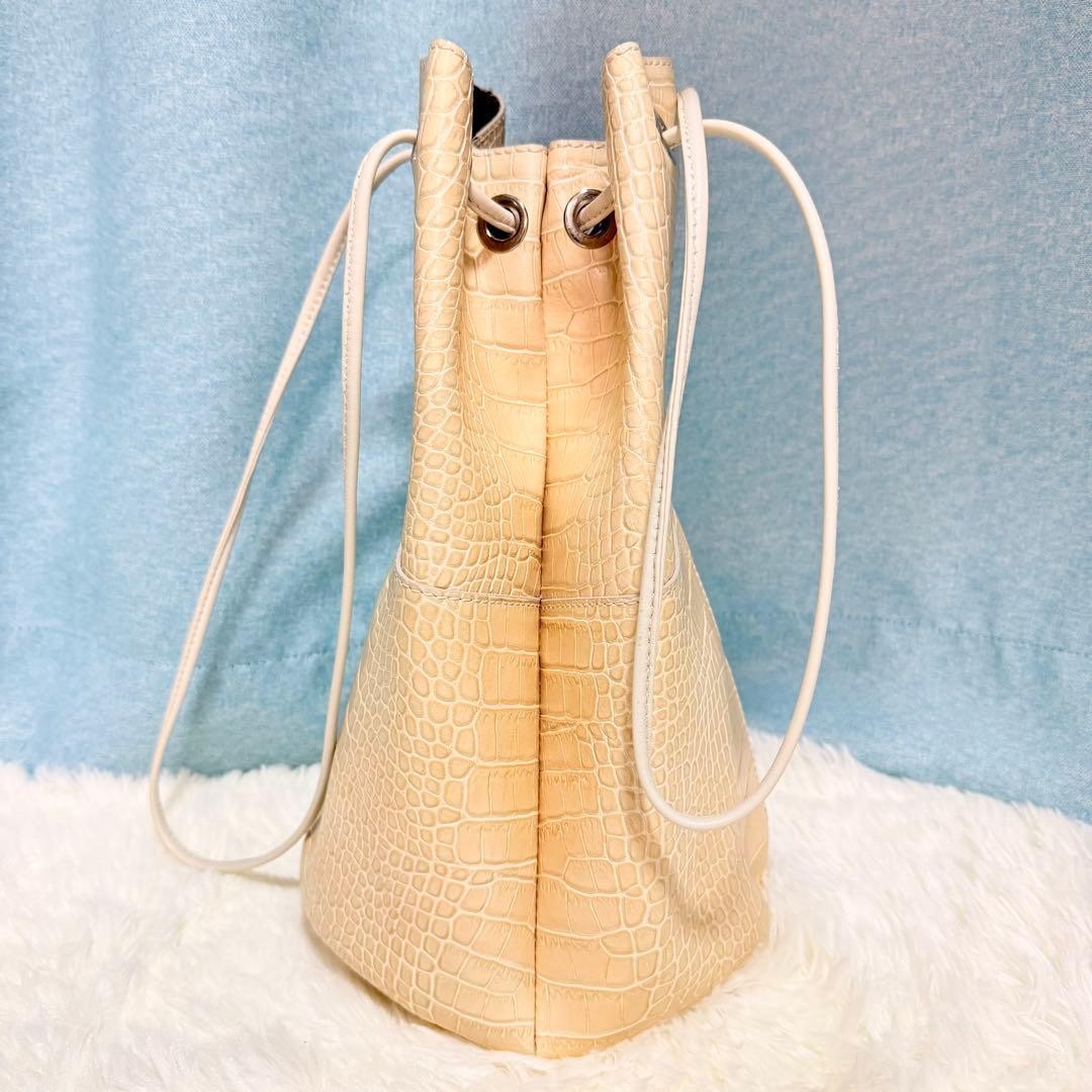 Marco Masi Python Pattern Ivory Drawstring Bag Cr… - image 4