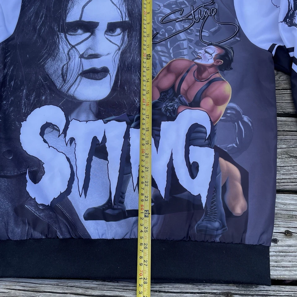 Chaqueta Sting Estilo Vintage Línea Tiza WCW WWE Fanimation Chaqueta Mediana Nueva Foto 4 de 4