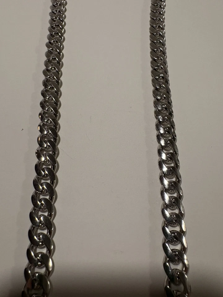 "Cadena cubana de 20"" de plata de ley 925 de rodio pesado 60,1 g audaz, alto pulido" Foto 3 de 4