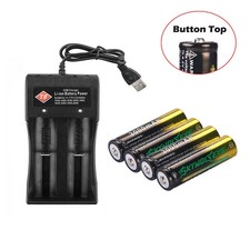 4pcs Batteries 3.7V Rechargeable Battery  Charger for Flashlight Torch