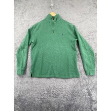 Polo Ralph Lauren Quarter Zip Pullover M Green Preppy Cotton Mock Neck Sweater