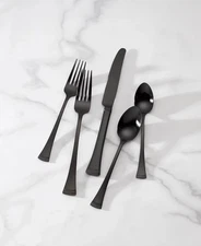 Lenox PORTOLA SATIN BLACK - Stainless Steel 20-piece Flatware Set - NEW OTHER
