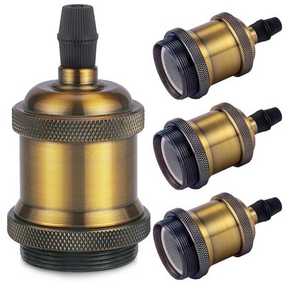 DiCUNO E27 Lampenfassung Vintage Brass 4er Pack Aluminium Keramik