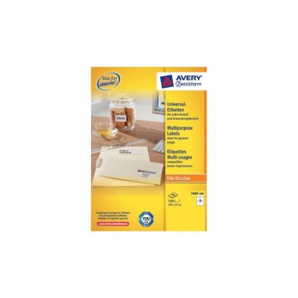 4085646 Avery Avery 3484-200 etichetta autoadesiva Bianco 3200 pz