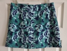 Tranquility by Colorado Clothing Floral Teal Skort Skirt Stretchy Size S