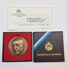 San Marino Medal 1974 Guglielmo Marconi mm60 gr120 certificate and case