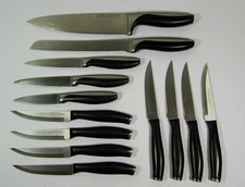 Chicago Cutlery Knives 9H20AH Black Silver Chef, Bread, Steak  - Mixed Lot of 13