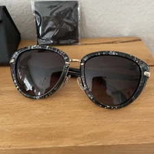 PRIVÉ REVAUX The Monet Polarized Cat Eye Sunglasses Gray Gold Polarized