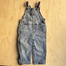 OshKosh B'gosh Overalls Baby 12M Blue Denim Bib Adjustable Straps Jeans