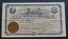 USA, Utah, J.I.C. Mining & Milling Co. Zertifikat für 100 Aktien datiert 190-
