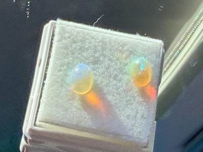 Natural Ethiopian Opal Pair 1.ct   Oval Cabochons 7x5mm   Nice Fire