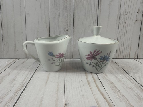 VTG Seltmann Weiden K. Bavaria Sugar Bowl & Creamer Set Floral Pattern Doris - Picture 1 of 10