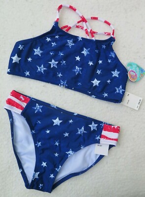 Breaking Waves Girls' 2-Pc Stars & Stripes Bikini - Size 12 - NWT - MSRP$38.00
