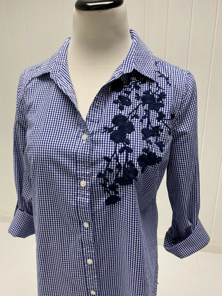 Charter Club Mujer Camisa Manga Larga Botones Bordado Frontal Talla 6 Foto 2 de 4