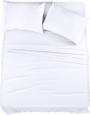 Juego De Sabanas Ropa Para Cama King Size Fundas Almohadas Blancas 4 Piezas Set