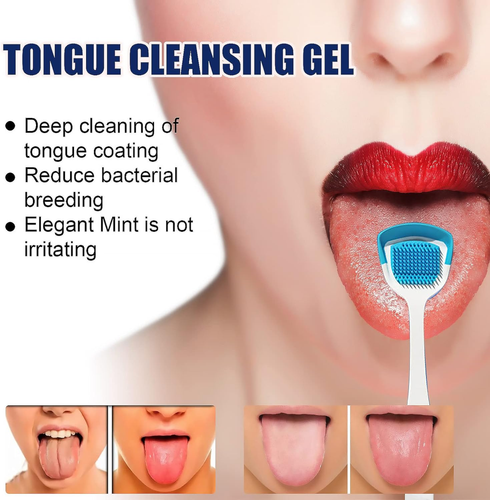 Tongue Cleaner Gel with Tongue Brush, Tongue Cleaner for Reduce Bad Breath, Tong - Picture 2 of 7
