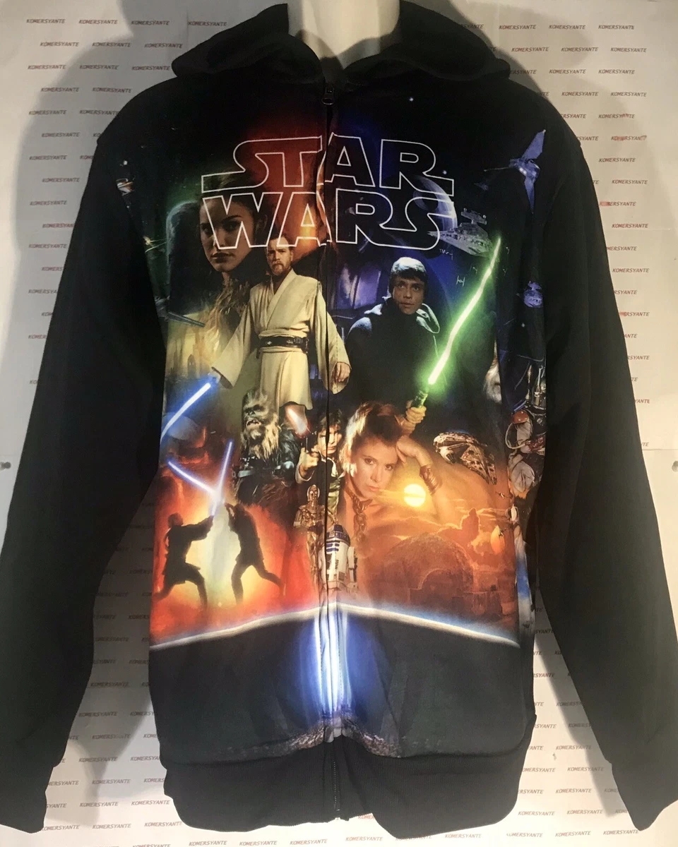 NWT STAR WARS VINTAGE 3D Printed ADULT ZIP HOODIE JACKET Sz