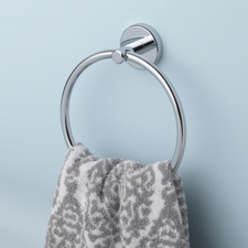 allen roth Polished Chrome, Wall mount Single Robe Towel Ring, Metal, New