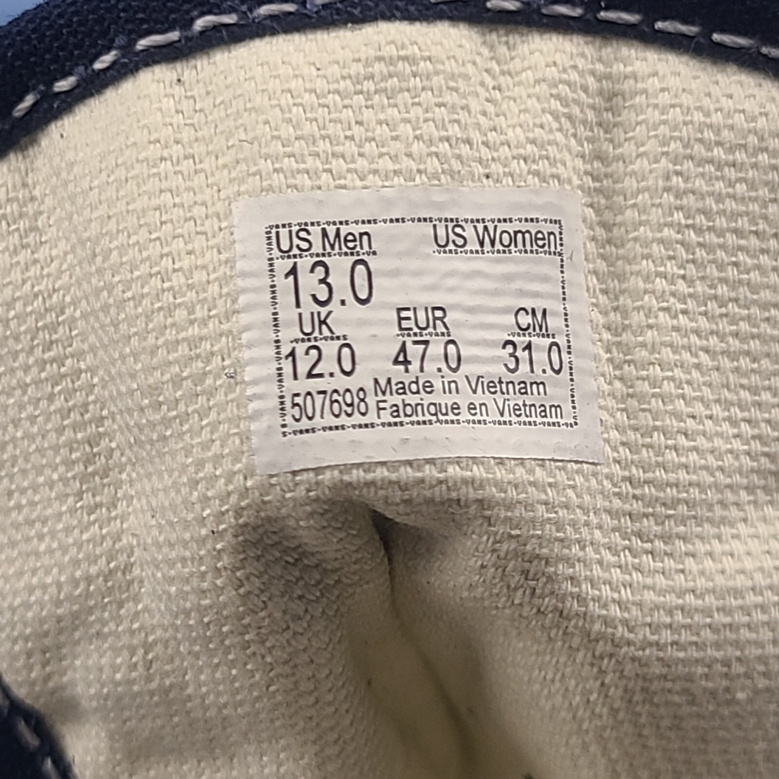 Vans Low Top Sneakers Mens Size 13 Old Skool Parisian Night Monogram Navy Blue