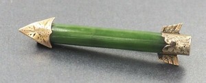 Authentic Vintage Jade Gold Plated Bar Brooch