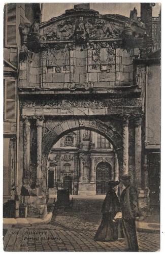 AUXERRE 89 Portail ST-Pierre CPA animée écrite à Mr Pierre Delorme de Creil 1906