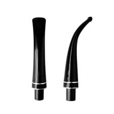 2pcs Acrylic Bent Smoking Pipe Mouthpiece Curved Stem Dual Silver Loop 9m Filter