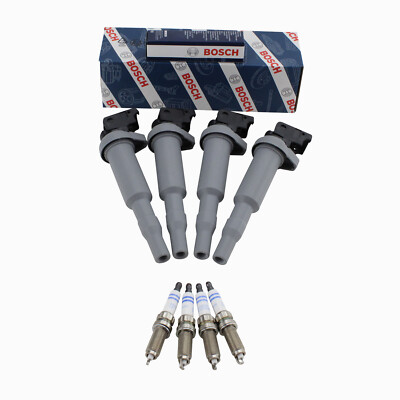 Bosch 4 Ignition Coils & 4 Double Platinum Spark Plugs Kit For BMW 328i 2.0 L4